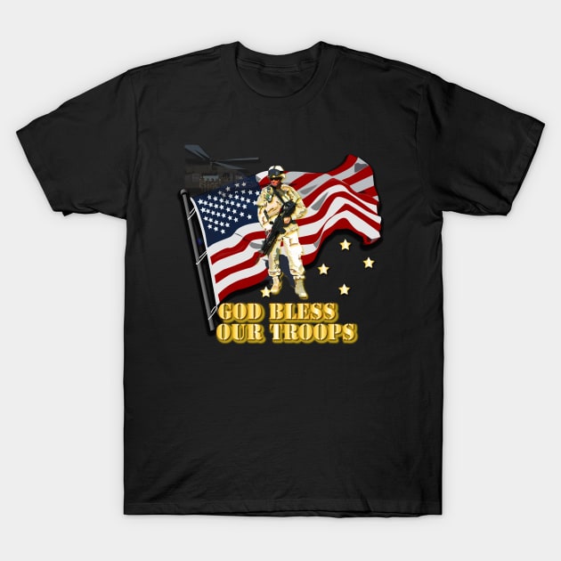 God Bless Our Troops T-Shirt by twix123844